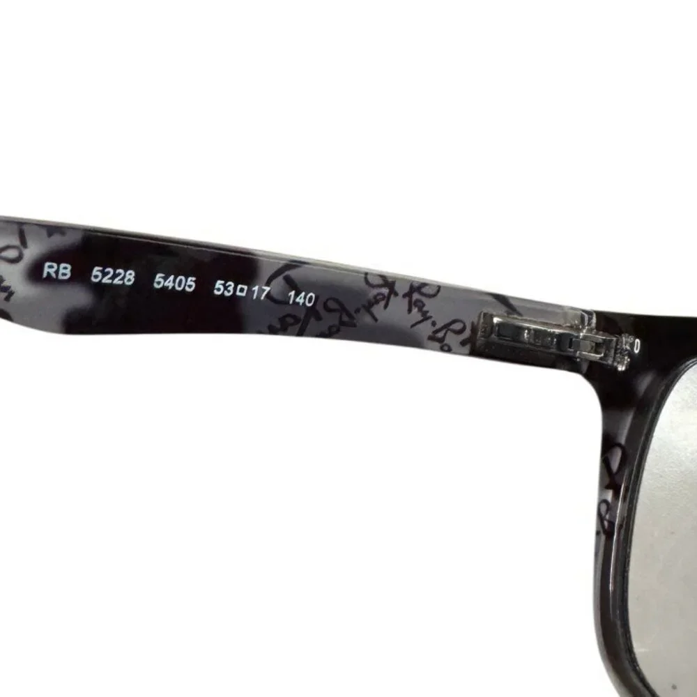 Ray Ban RB 5228 5405 Matte Black Grey Graffiti Rectangular Eyeglasses 53 17‎ 140